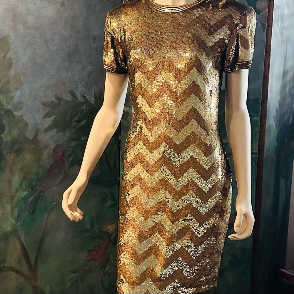 RIAZEE Naeem Kahn size M Metallic sequins in a zig zag pattern!